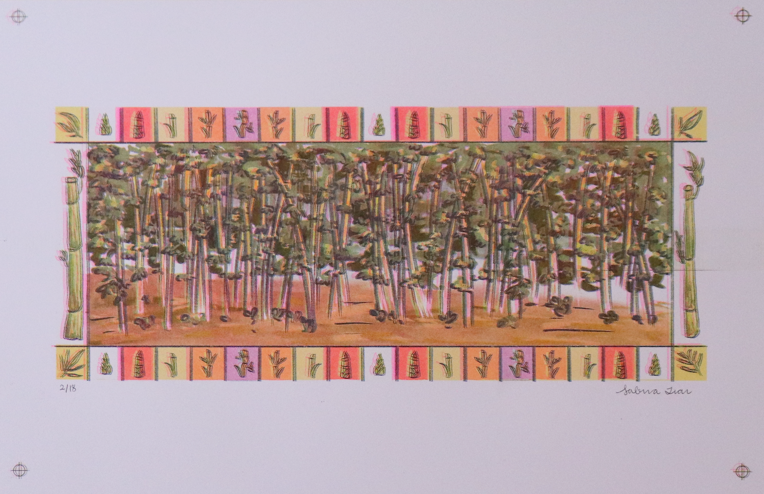 Risograph print — bamboo